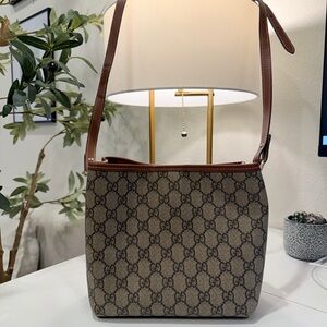 Gucci Beige and Brown GG Monogram Shoulder Bag